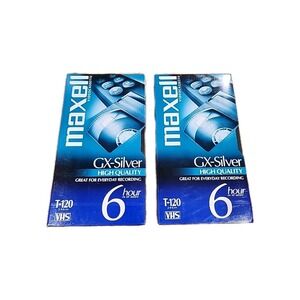 Maxell GX-Silver T-120 VHS High Quality 6 Hour Video Cassette‎ Tape Lot 2
